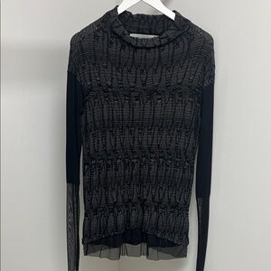 Chic Black Patterned Cowl Neck Sweater